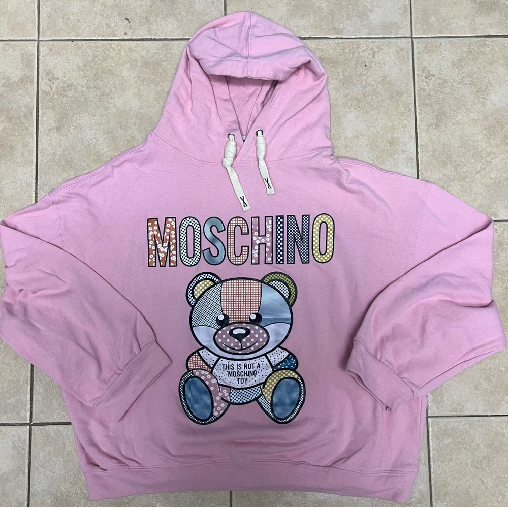 Moschino Couture This Is Not A Moschino Toy Hooded Pullover Small Pink Hoodie
